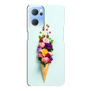 Чехлы с тематикой "ЦВЕТЫ" на Oppo Reno7 5G (Цветок-мороженное)