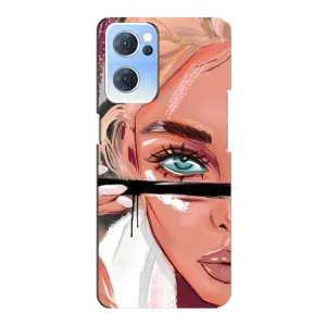 Силиконовый Чехол на Oppo Reno7 5G с картинкой Стильных Девушек (Девушка и ресницы)