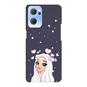 Чехол Стильные девушки на Oppo Reno7 5G (Девушка и сердечки)