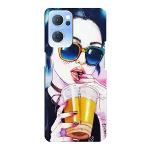 Чехол с картинкой Модные Девчонки Oppo Reno7 5G (Девушка с коктейлем)