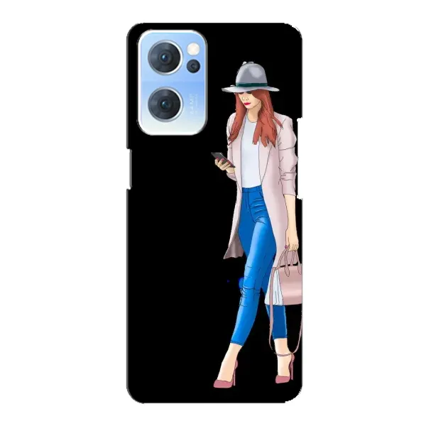 Чехол с рисунком «Девушка со смартфоном» для OPPO Reno7 5G Чехол с рисунком «Девушка со смартфоном» для OPPO Reno7 5G