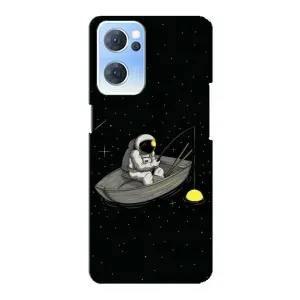 Силиконовый Чехол с принтом "Космонавты" на Oppo Reno7 5G (Космонавт на рыбалке)