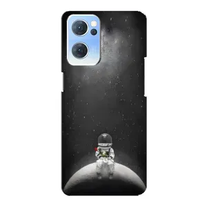 Силиконовый Чехол с принтом "Космонавты" на Oppo Reno7 5G (Космонавт романтик)