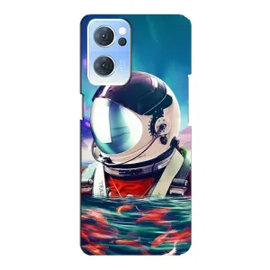Силиконовый Чехол с принтом "Космонавты" на Oppo Reno7 5G (Космонавт в воде)