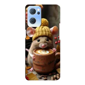 Друкований чохол 'Звірята з кавою' для Oppo Reno7 5G (Мишка з кавою)