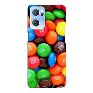 Чехол с изображением вкусной еды для Oppo Reno7 5G (Разноцветные M&M'S)