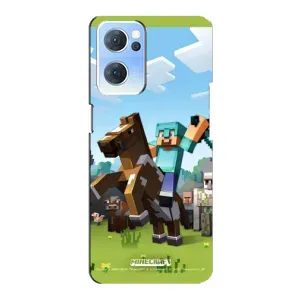 Чохли для Oppo Reno7 5G (Персонажі МайнКрафт) (На коні)
