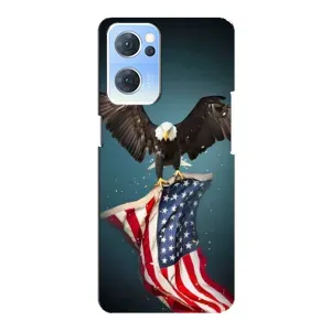 Чехол Флаг USA для Oppo Reno7 5G (Орел и флаг)