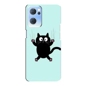 Силіконовий чохол з котиком для Oppo Reno7 5G (Падаючий кіт)