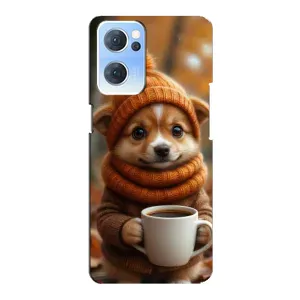 Друкований чохол 'Звірята з кавою' для Oppo Reno7 5G (Песик з кавою)