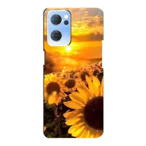 Чехол с Цветами для Oppo Reno7 5G (поле подсолнухов)