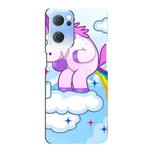 Чехол Unicorn на Oppo Reno7 5G (Радуга единорожка)