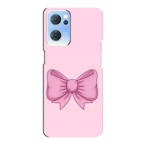 Чехол банты для Oppo Reno7 5G (Розовый бантик)