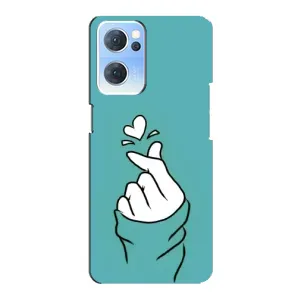 Чохол (Знак сердечка) для Oppo Reno7 5G (Сердечко на бірюзовому)