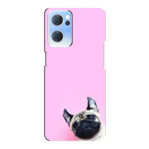 Бампер для Oppo Reno7 5G з картинкою "Песики" (Собака на рожевому)