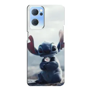 Чехол с рисунком Стич для OPPO Reno7 5G (Стич с цветочком)