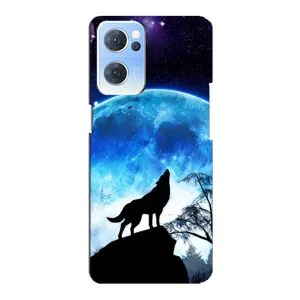 Чохол з Вовком на Oppo Reno7 5G (Виє на місяць)