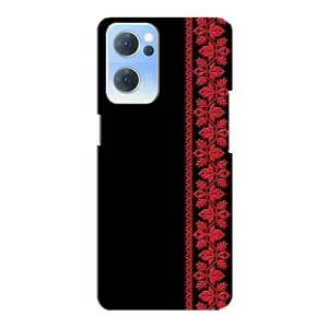 Силиконовый Чехол на Oppo Reno7 5G с картинкой Вышиванки (Вышиванка на черном)