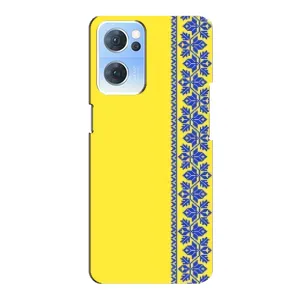 Силиконовый Чехол на Oppo Reno7 5G (Вышиванка на желтом)