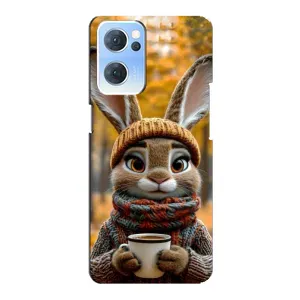 Друкований чохол 'Звірята з кавою' для Oppo Reno7 5G (Зайчик з кавою)