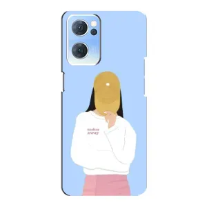 Силиконовый Чехол на Oppo Reno7 5G с картинкой Стильных Девушек (Желтая кепка)