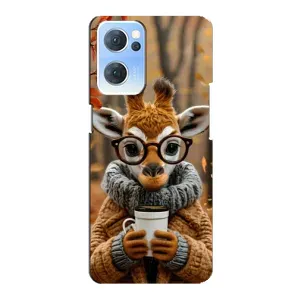 Друкований чохол 'Звірята з кавою' для Oppo Reno7 5G (Жираф з кавою)