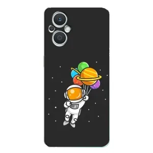 Силіконовый Чохол з принтом "Космонавти" на Oppo Reno7 Lite (5G) (Космонавт з кульками)