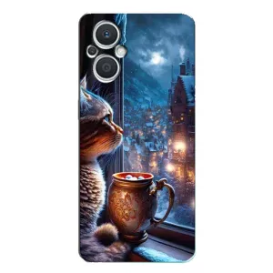Чехлы на Новый Год Oppo Reno7 Lite (5G) (Кот новогодний)