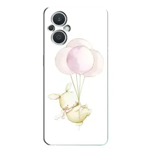 Силиконовый бампер с картинкой животных для Oppo Reno7 Lite (5G) (Кролик и шарики)