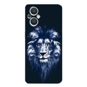 Чехол с картинкой на Oppo Reno7 Lite (5G) (Лев - синий)