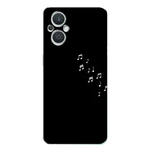 Чехол с картинками на черном фоне для Oppo Reno7 Lite (5G) (Ноты)