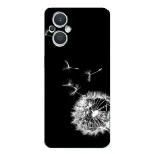 Силіконовий Чохол з кульбабками на Oppo Reno7 Lite (5G) (Кульбабка на чорному)