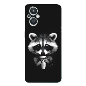 Силиконовый Чехол с Енотами на Oppo Reno7 Lite (5G) (С кофем)