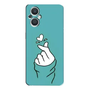 Чехлы (Знак сердечка) на Oppo Reno7 Lite (5G) (Сердечко на бирюзовом)