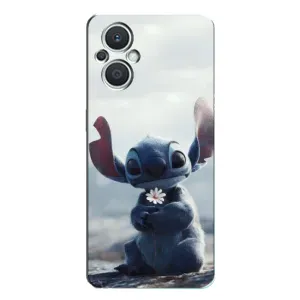 Чехол с рисунком Стич для OPPO Reno7 Lite (5G) (Стич с цветочком)