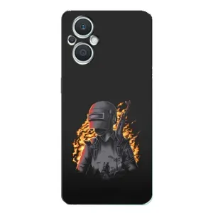 Силиконовый чехол с картинкой "Герой Pubg" на Oppo Reno7 Lite (5G) (В огне)