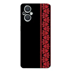 Силиконовый Чехол на Oppo Reno7 Lite (5G) с картинкой Вышиванки (Вышиванка на черном)