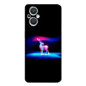 Силиконовый бампер с картинкой животных для Oppo Reno7 Lite (5G) (Яркий олень)
