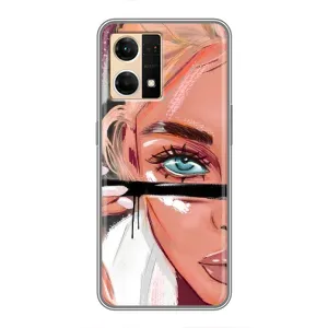 Силіконовый Чохол на Oppo Reno7 Pro 5G з картинкой Модных девушек (Дівчина та вії)