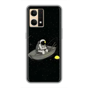 Силиконовый Чехол с принтом "Космонавты" на Oppo Reno7 Pro 5G (Космонавт на рыбалке)