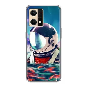 Силиконовый Чехол с принтом "Космонавты" на Oppo Reno7 Pro 5G (Космонавт в воде)