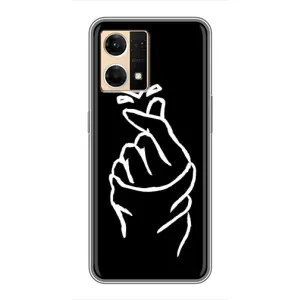 Чехлы (Знак сердечка) на Oppo Reno7 Pro 5G (Сердце на черном)