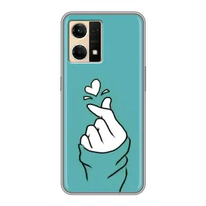 Чехлы (Знак сердечка) на Oppo Reno7 Pro 5G (Сердечко на бирюзовом)