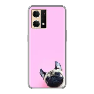 Бампер для Oppo Reno7 Pro 5G з картинкою "Песики" (Собака на рожевому)