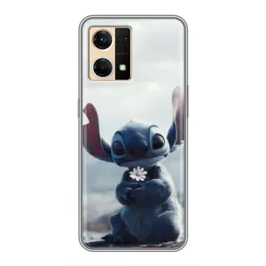 Чехол с рисунком Стич для OPPO Reno7 Pro 5G (Стич с цветочком)