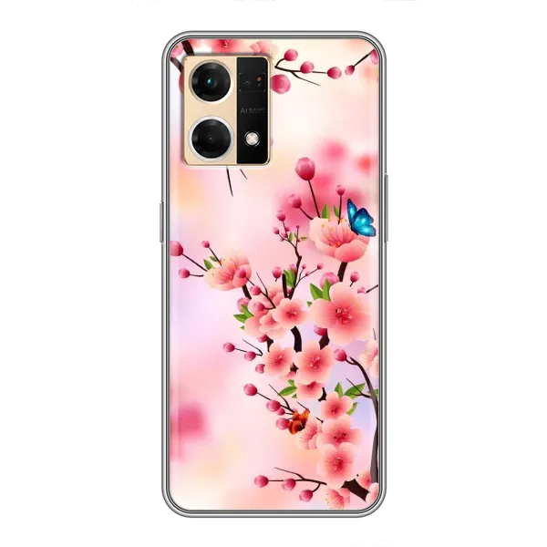 Чехол с рисунком «Бабочки на сакуре» для OPPO Reno7 4G Чехол с рисунком «Бабочки на сакуре» для OPPO Reno7 4G