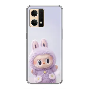 Чехол с принтом Лабубу для Oppo Reno7 4G (Фиолетовый Лабубу)