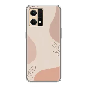 Чехол цветочный дизайн для Oppo Reno7 4G (Коричневый фон)