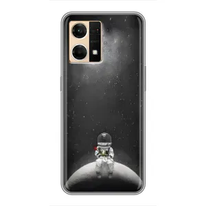 Силіконовый Чохол з принтом "Космонавти" на Oppo Reno7 4G (Космонавт романтик)