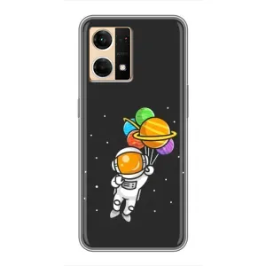 Силіконовый Чохол з принтом "Космонавти" на Oppo Reno7 4G (Космонавт з кульками)